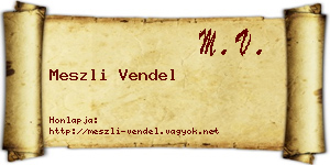 Meszli Vendel névjegykártya